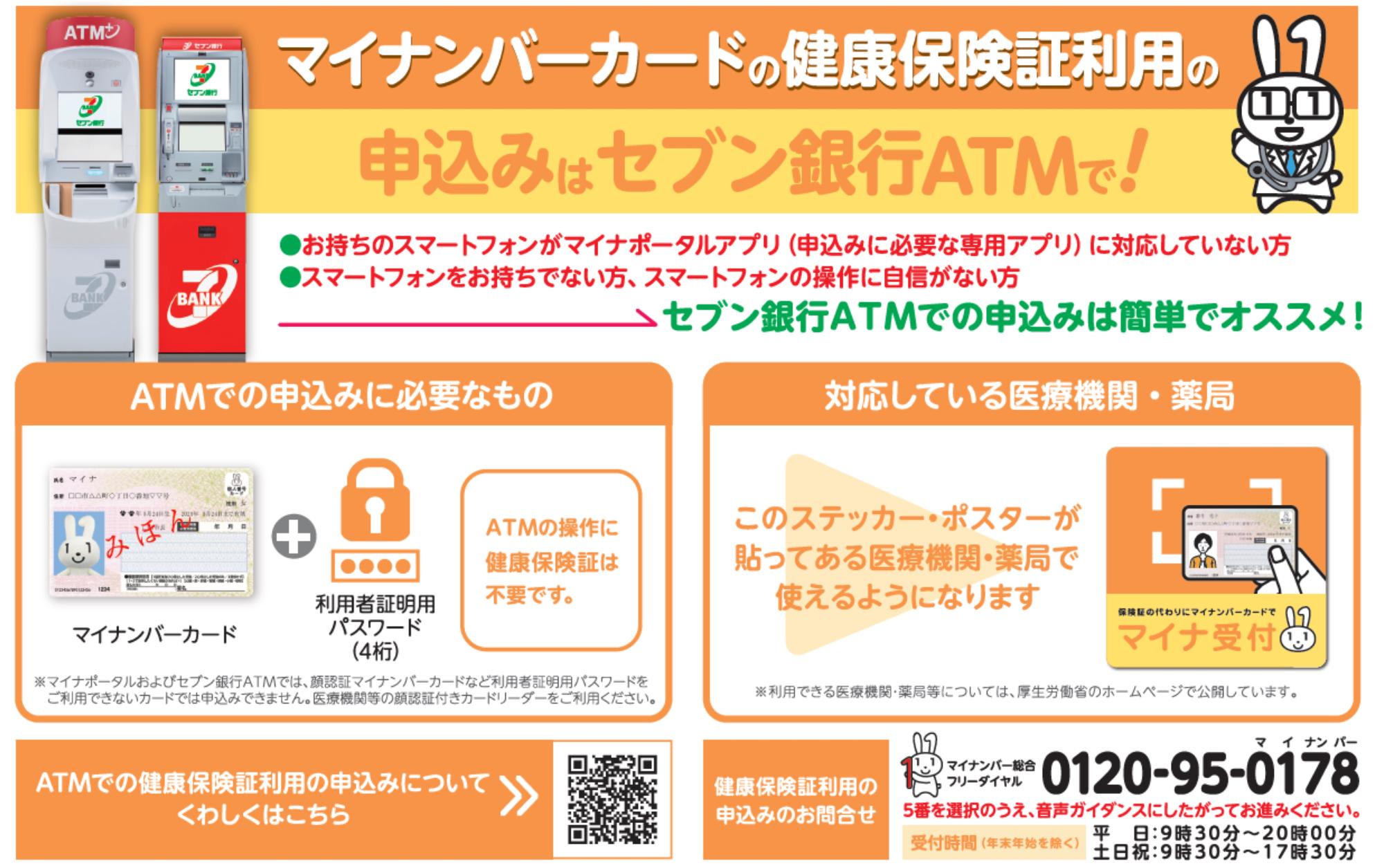マイナ保険証利用申込みはセブン銀行ATMで