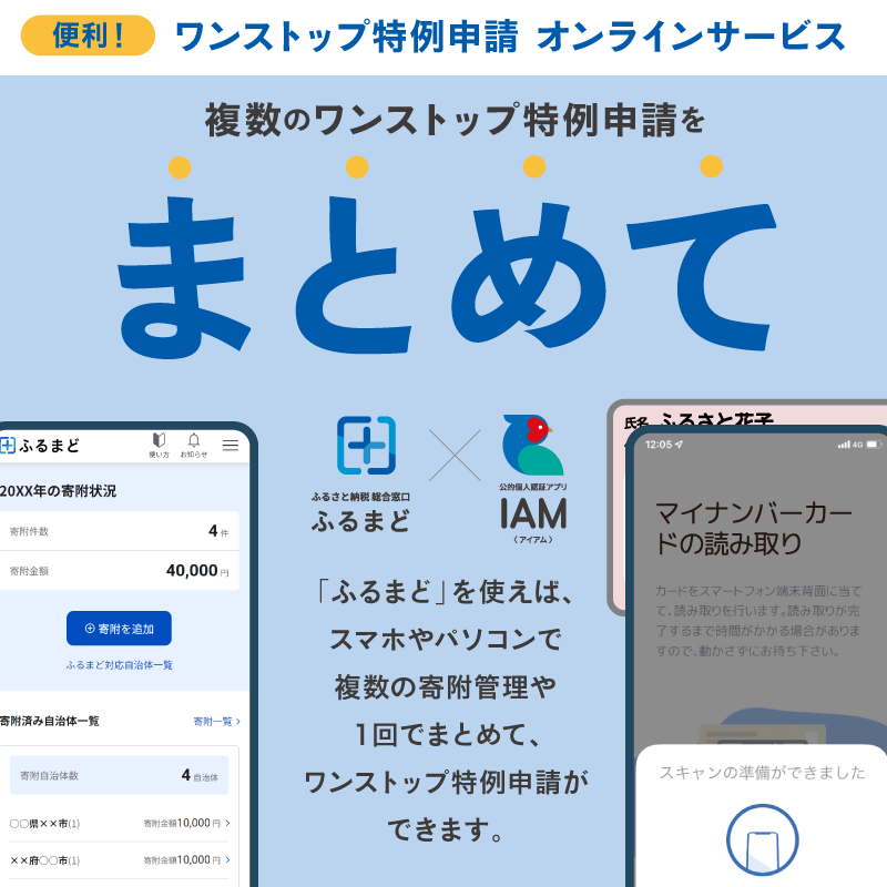 ワンストップ特例申請の申請アプリ「IAM」についての詳細が記載されているチラシ