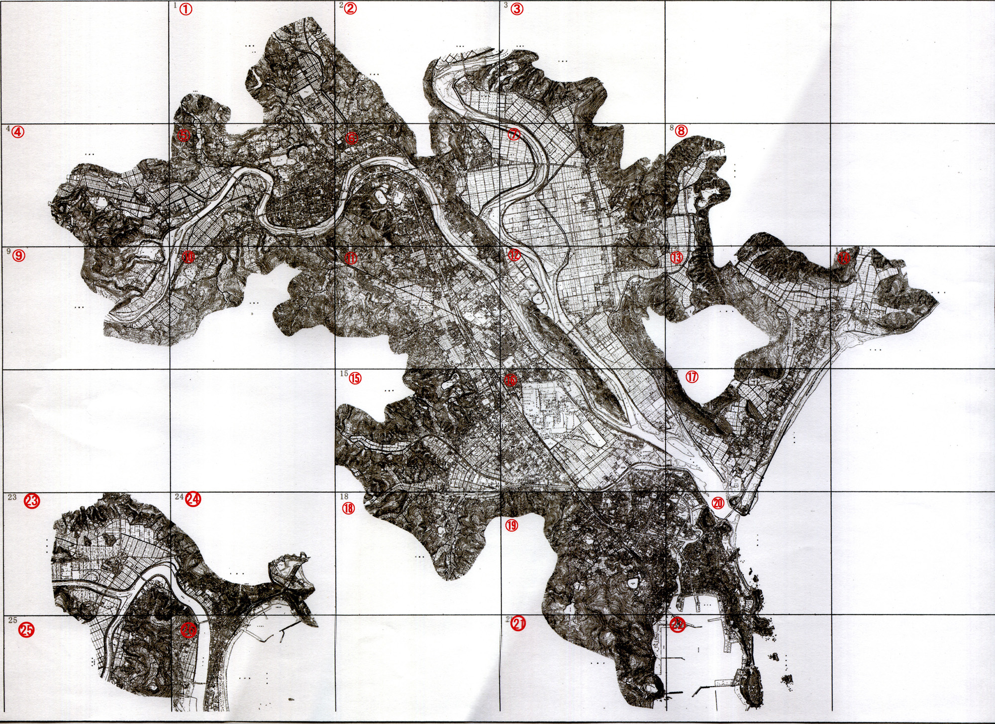 1から26まで地図上に番号が示されている日南区画割図