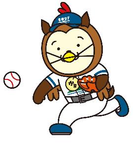 野球をするみやざき犬のイラスト